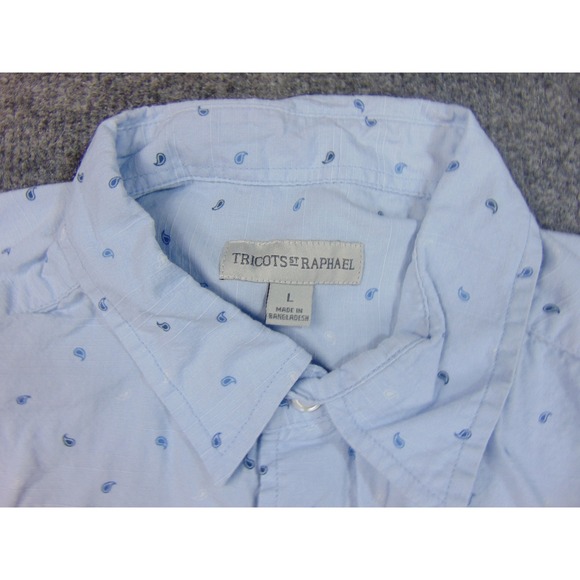 Tricots St Raphael Shirt Mens Large Light Blue Paisley Print Casual - Picture 7 of 8